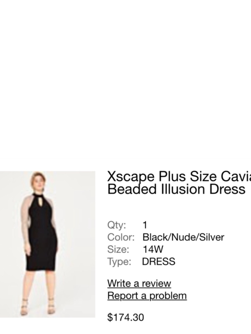 Xscape Plus Size Beaded Illusion dress